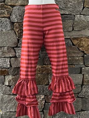 Matilda Jane Pink and Coral Striped Ruffle Leggings